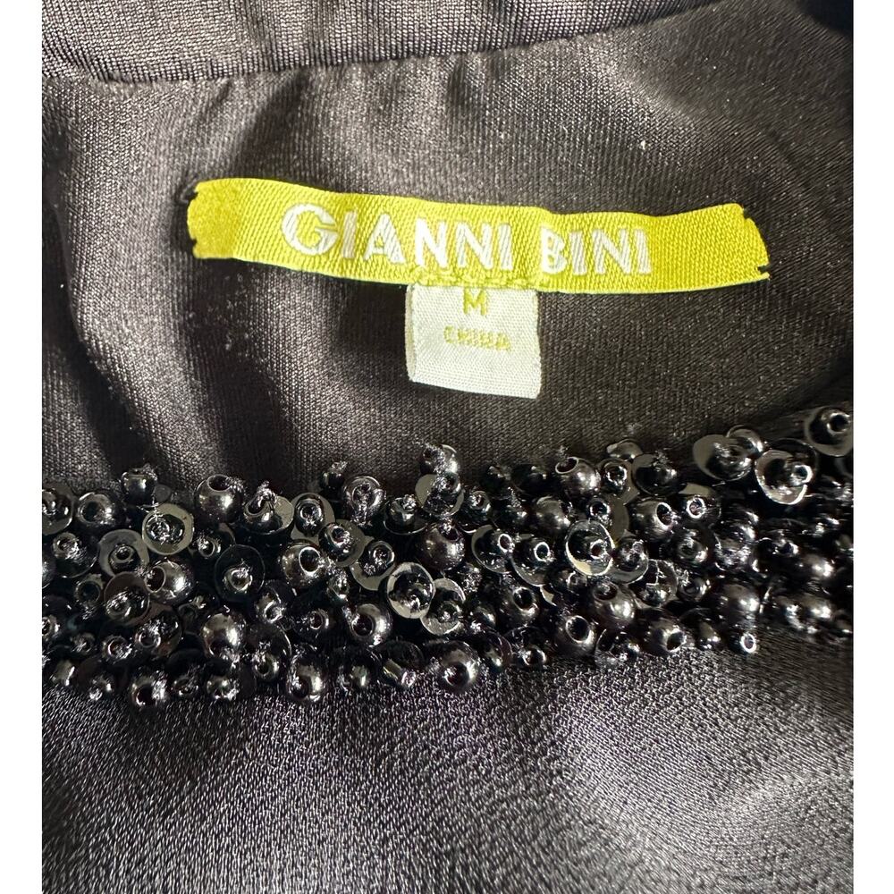 Gianni Bini Sheer Overlay Beaded Black Cocktail Dress Size M - Picture 7 of 10